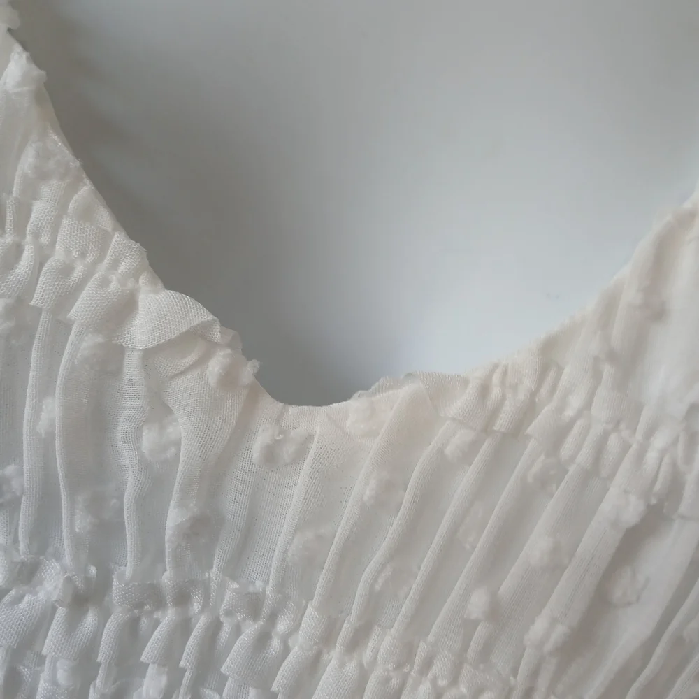 Lost & Wander Off White  Ruffled Long Sleeve Blouse NWT Texture Chic Office Wear